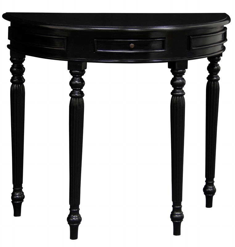 Huntley Turn Leg Half Round Sofa Table  (Black) - Cosy Abode