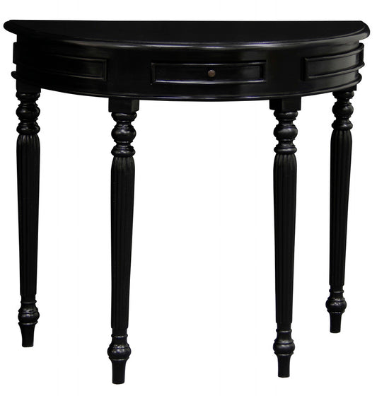 Huntley Turn Leg Half Round Sofa Table  (Black) - Cosy Abode