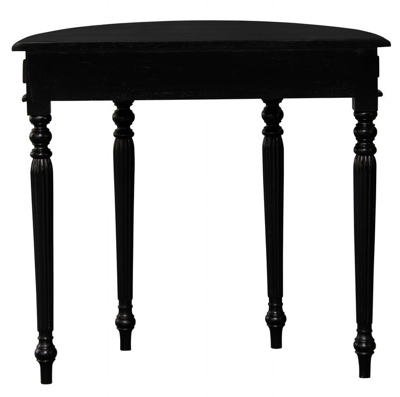 Huntley Turn Leg Half Round Sofa Table  (Black) - Cosy Abode
