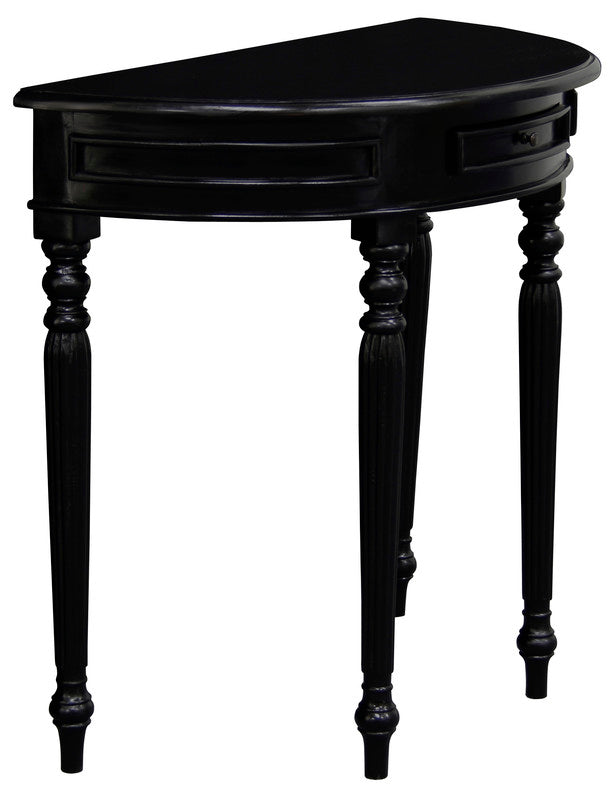 Huntley Turn Leg Half Round Sofa Table  (Black) - Cosy Abode