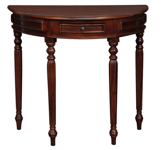 Huntley Turn Leg Half Round Sofa Table (Mahogany) - Cosy Abode