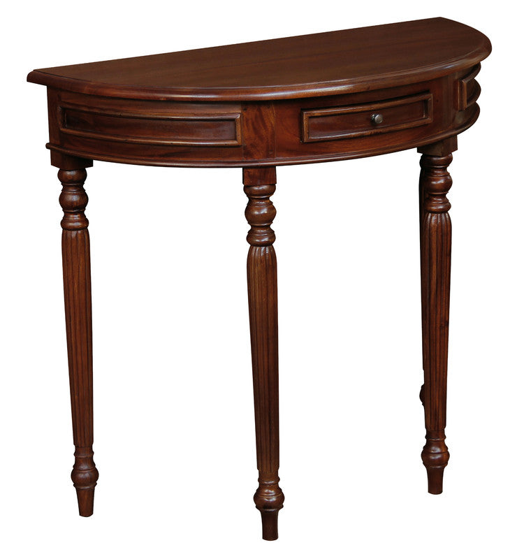 Huntley Turn Leg Half Round Sofa Table (Mahogany) - Cosy Abode