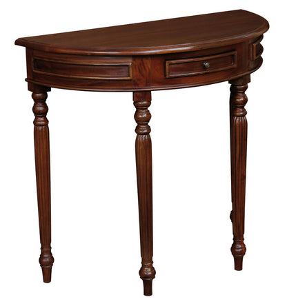 Huntley Turn Leg Half Round Sofa Table (Mahogany) - Cosy Abode