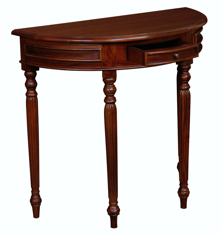 Huntley Turn Leg Half Round Sofa Table (Mahogany) - Cosy Abode