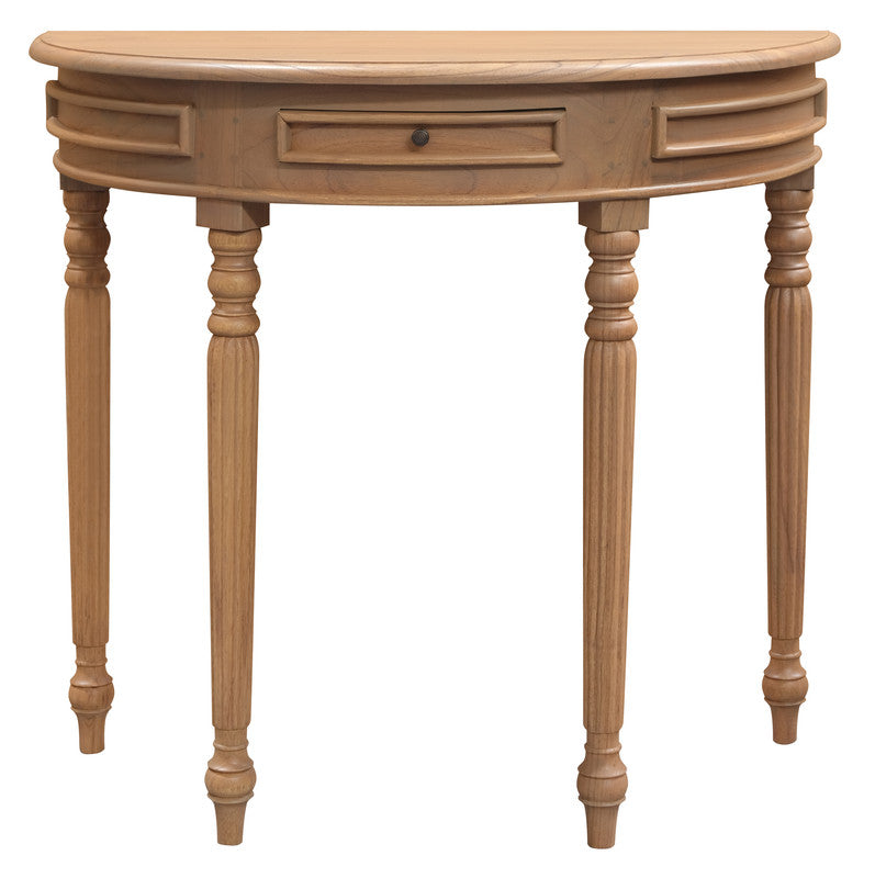 Huntley Turn Leg Half Round Sofa Table (Natural) - Cosy Abode