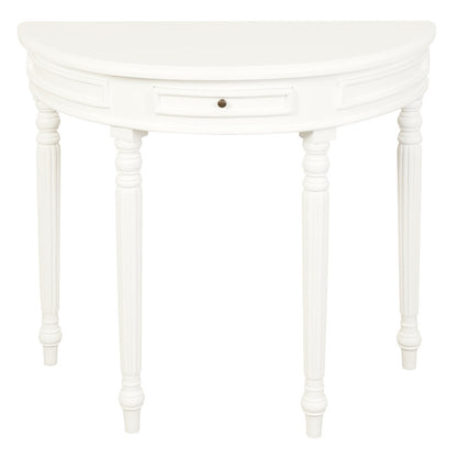 Turn Leg Half Round Sofa Table (White) - Cosy Abode