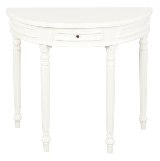 Turn Leg Half Round Sofa Table (White) - Cosy Abode