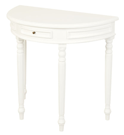 Turn Leg Half Round Sofa Table (White) - Cosy Abode