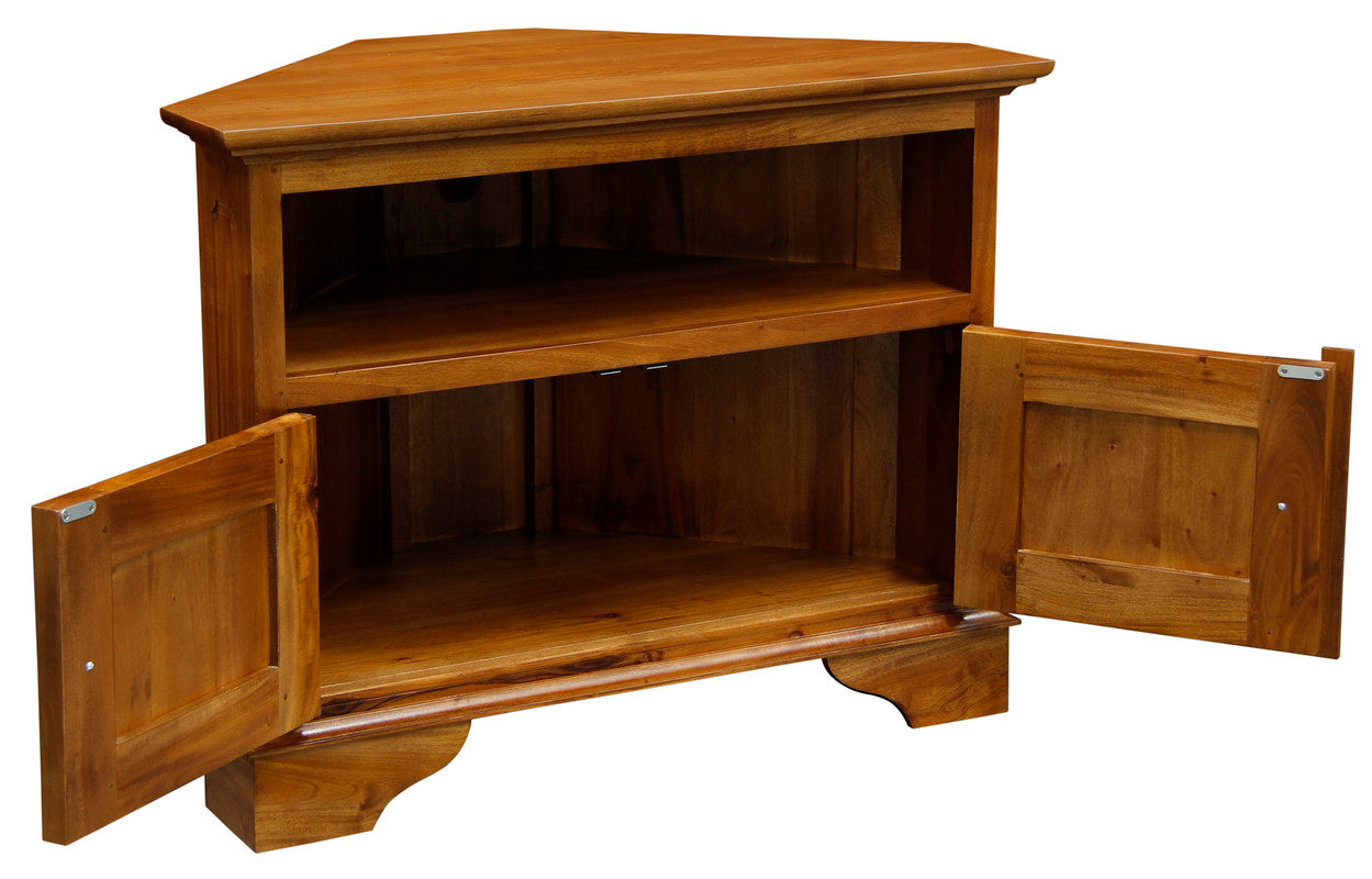 Tasmania 2 Door Corner TV Stand (Light Pecan) - Cosy Abode
