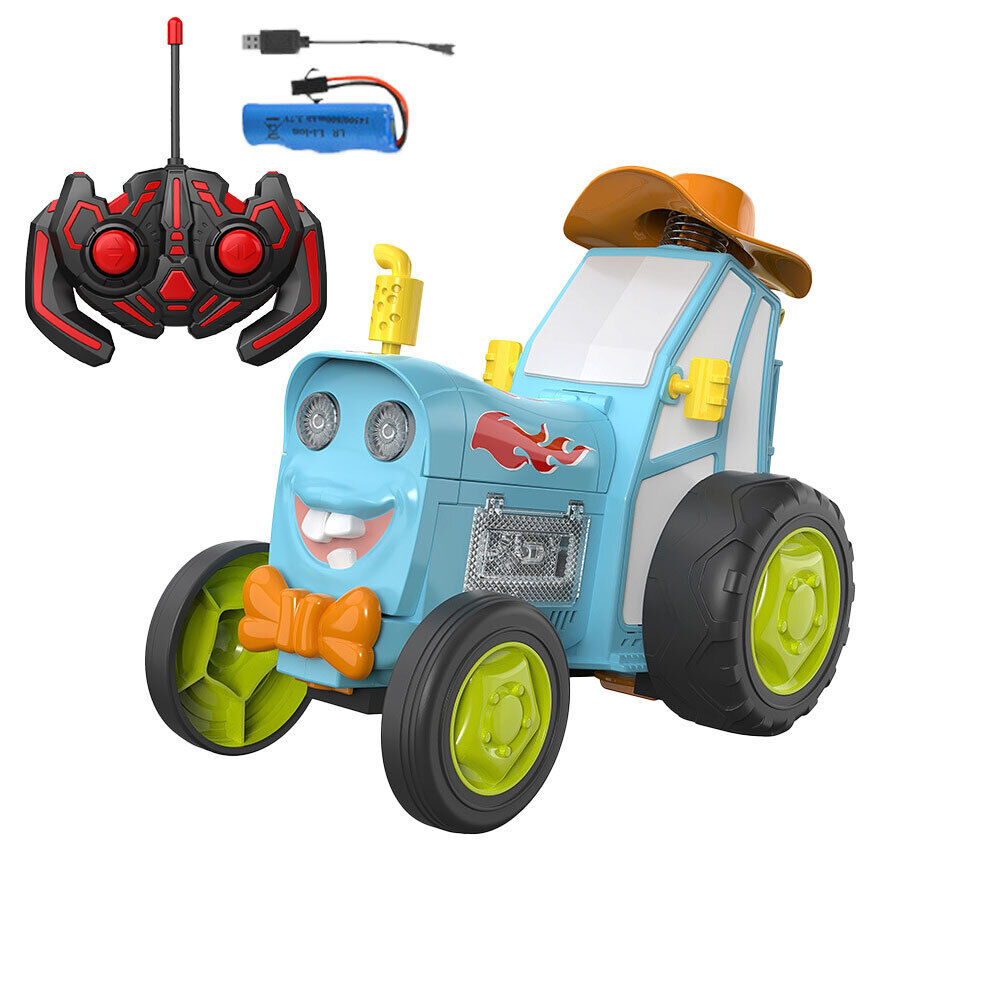 Blue 360 Rotating Crazy Jumping Car with Light Music Remote Control RC Stunt Car AU - Cosy Abode