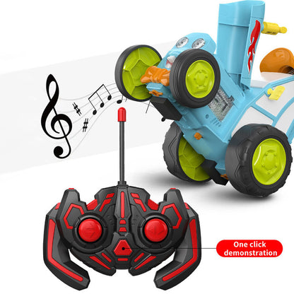 Blue 360 Rotating Crazy Jumping Car with Light Music Remote Control RC Stunt Car AU - Cosy Abode