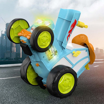 Blue 360 Rotating Crazy Jumping Car with Light Music Remote Control RC Stunt Car AU - Cosy Abode