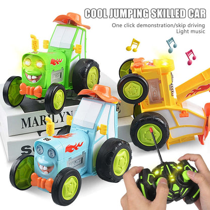 Blue 360 Rotating Crazy Jumping Car with Light Music Remote Control RC Stunt Car AU - Cosy Abode