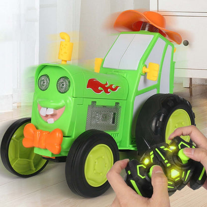 Green 360 Rotating Crazy Jumping Car with Light Music Remote Control RC Stunt Car AU - Cosy Abode