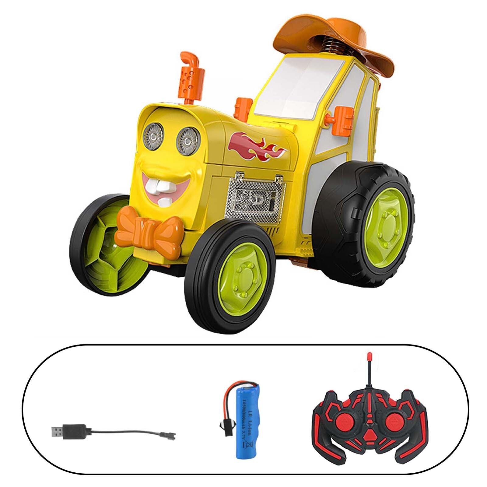 Yellow 360 Rotating Crazy Jumping Car with Light Music Remote Control RC Stunt Car AU - Cosy Abode