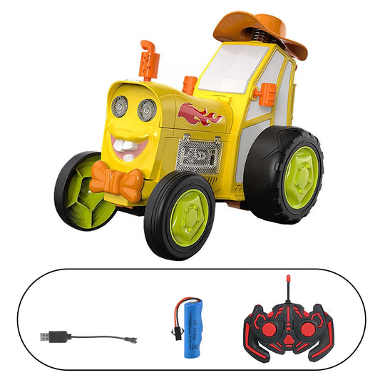 Yellow 360 Rotating Crazy Jumping Car with Light Music Remote Control RC Stunt Car AU - Cosy Abode