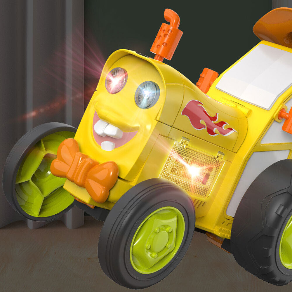 Yellow 360 Rotating Crazy Jumping Car with Light Music Remote Control RC Stunt Car AU - Cosy Abode