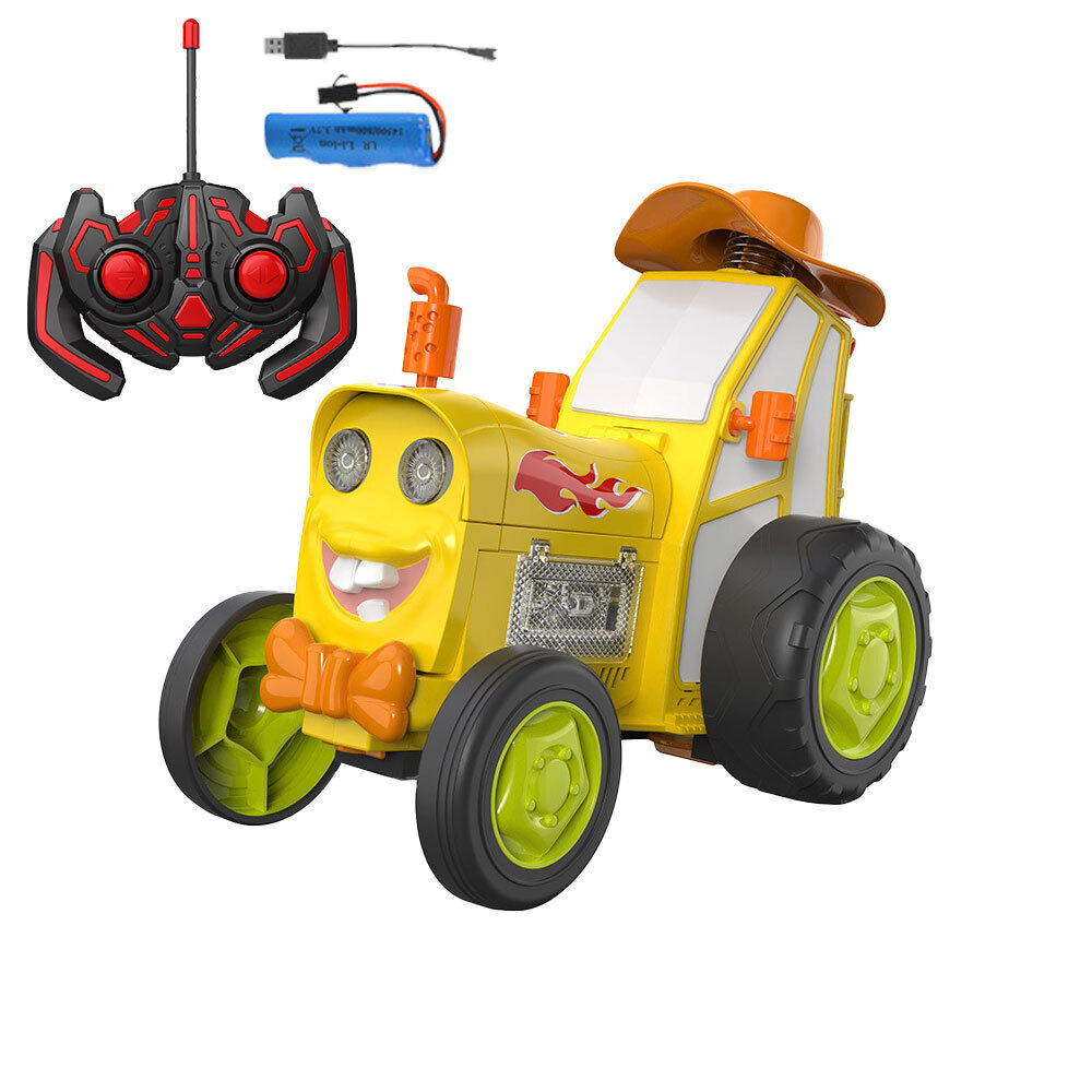 Yellow 360 Rotating Crazy Jumping Car with Light Music Remote Control RC Stunt Car AU - Cosy Abode