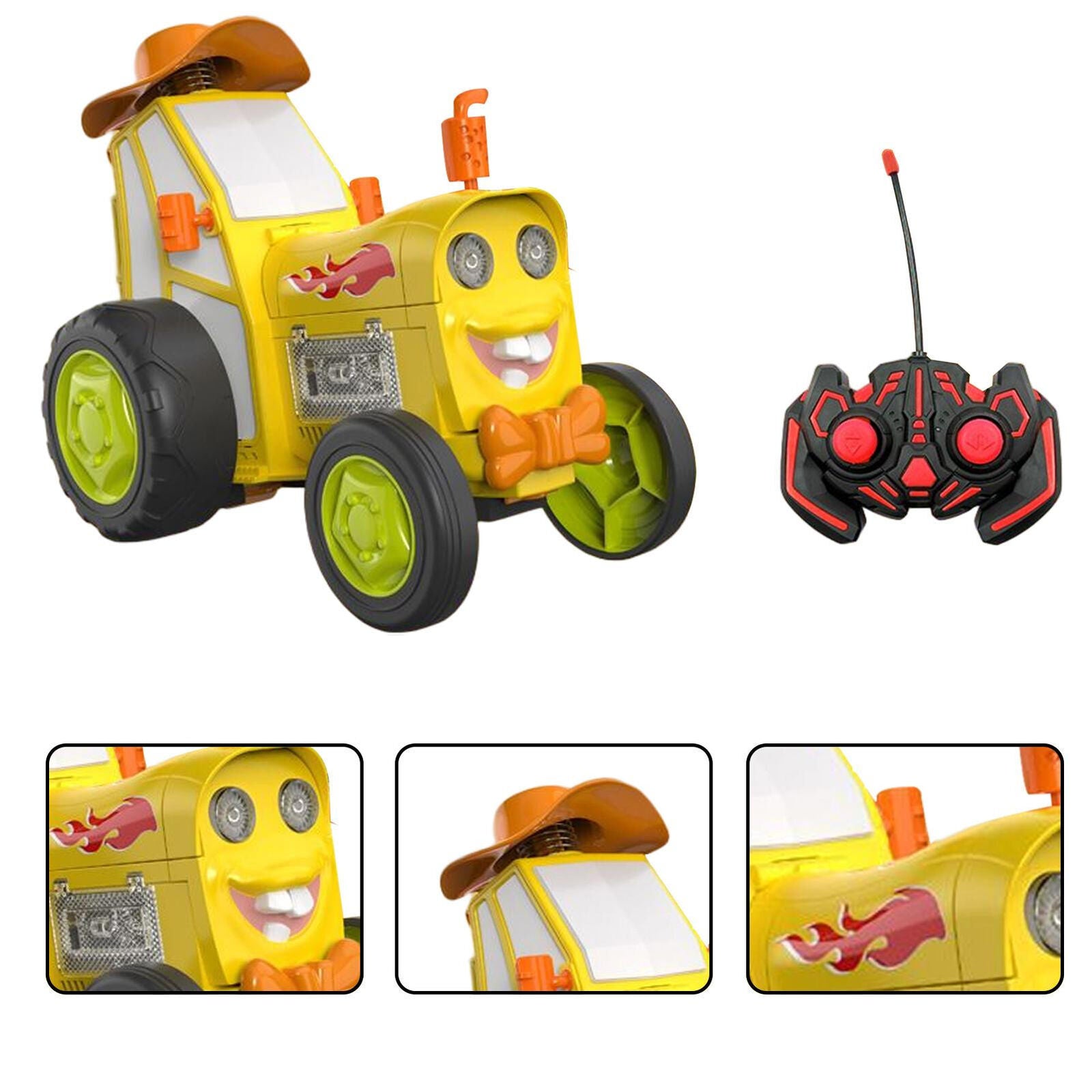 Yellow 360 Rotating Crazy Jumping Car with Light Music Remote Control RC Stunt Car AU - Cosy Abode