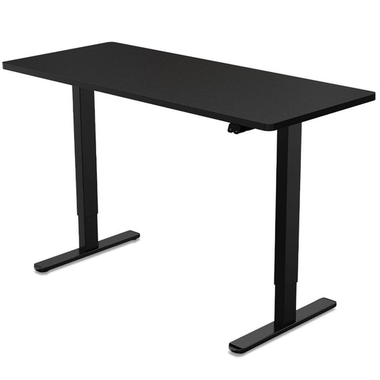FORTIA Sit Stand Standing Desk, 120x60cm, 72-118cm Height Adjustable, 70kg Load, Black/Black Frame - Cosy Abode