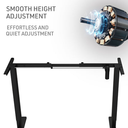 FORTIA Sit Stand Standing Desk, 120x60cm, 72-118cm Height Adjustable, 70kg Load, Black/Black Frame - Cosy Abode