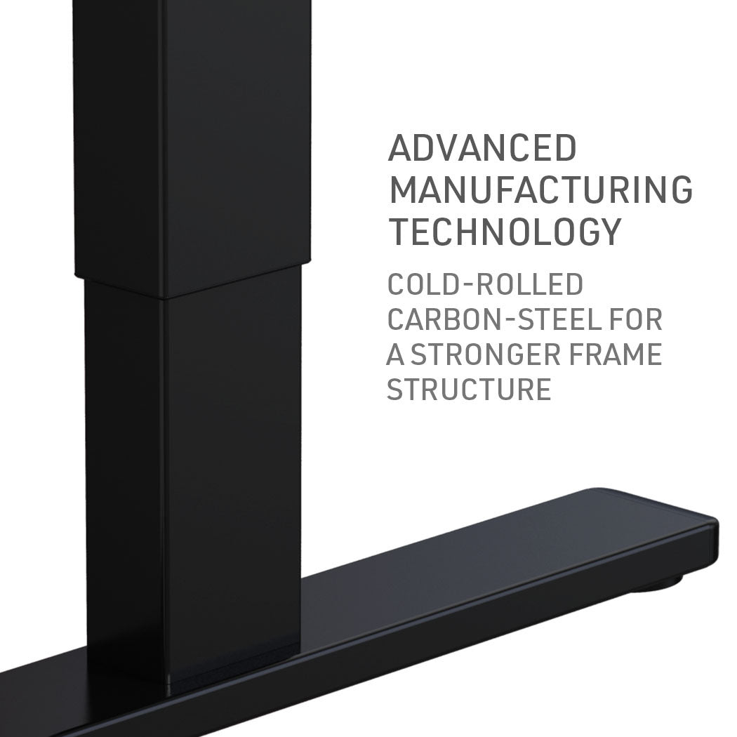 FORTIA Sit Stand Standing Desk, 120x60cm, 72-118cm Height Adjustable, 70kg Load, Black/Black Frame - Cosy Abode