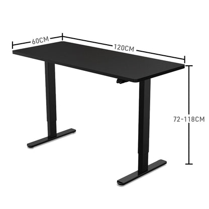 FORTIA Sit Stand Standing Desk, 120x60cm, 72-118cm Height Adjustable, 70kg Load, Black/Black Frame - Cosy Abode