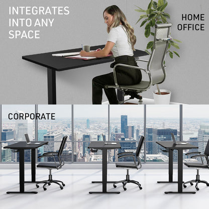 FORTIA Sit Stand Standing Desk, 120x60cm, 72-118cm Height Adjustable, 70kg Load, Black/Black Frame - Cosy Abode