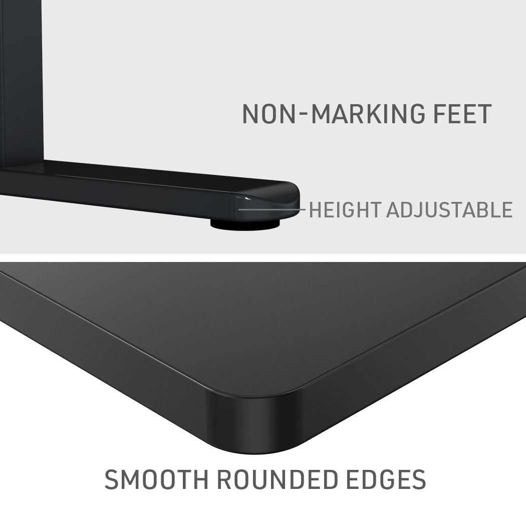 FORTIA Sit Stand Standing Desk, 120x60cm, 72-118cm Height Adjustable, 70kg Load, Black/Black Frame - Cosy Abode