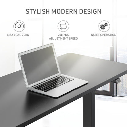 FORTIA Sit Stand Standing Desk, 120x60cm, 72-118cm Height Adjustable, 70kg Load, Black/Black Frame - Cosy Abode