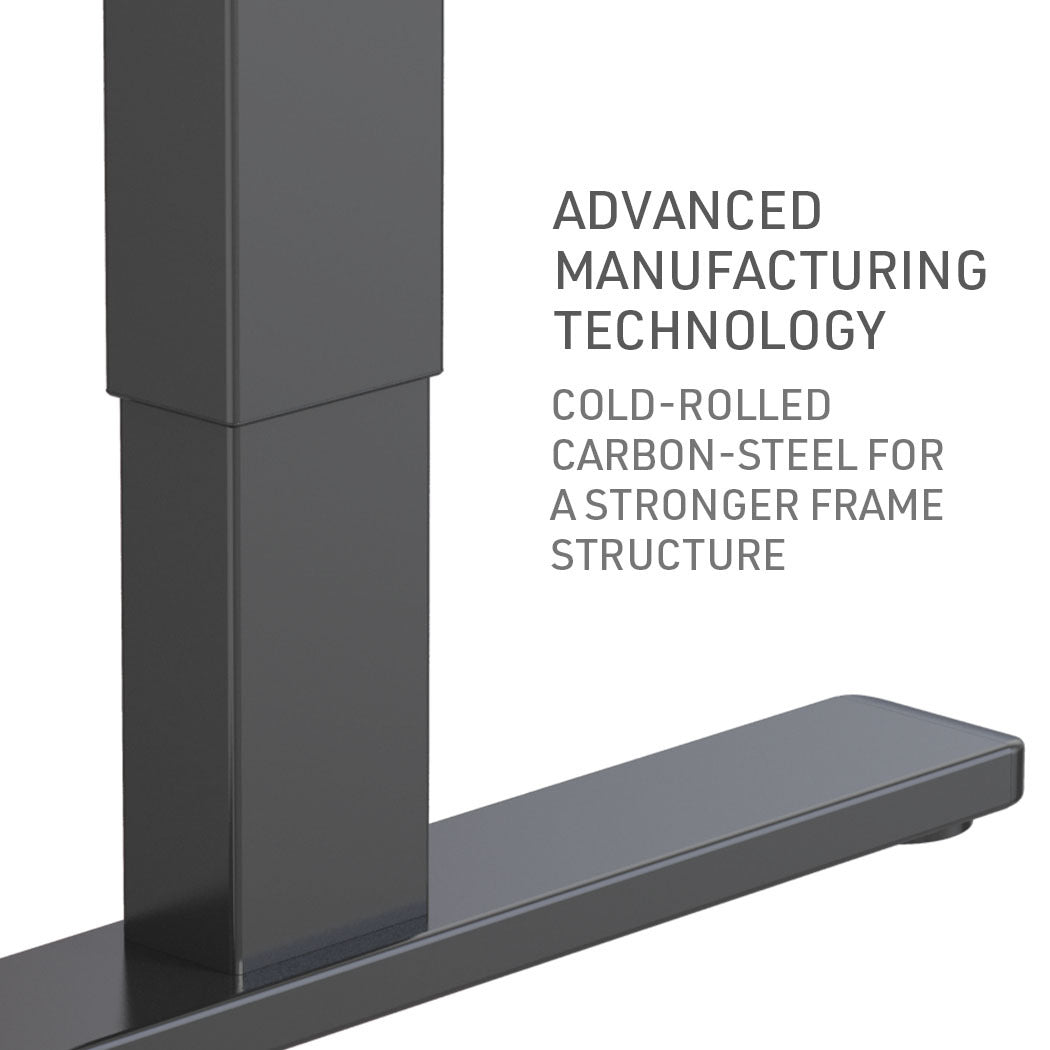 Fortia Sit To Stand Up Standing Desk, 140x60cm, 72-118cm Electric Height Adjustable, 70kg Load, Black/Black Frame - Cosy Abode