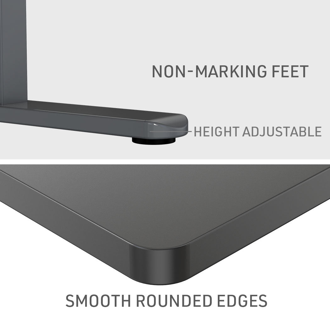 Fortia Sit To Stand Up Standing Desk, 140x60cm, 72-118cm Electric Height Adjustable, 70kg Load, Black/Black Frame - Cosy Abode