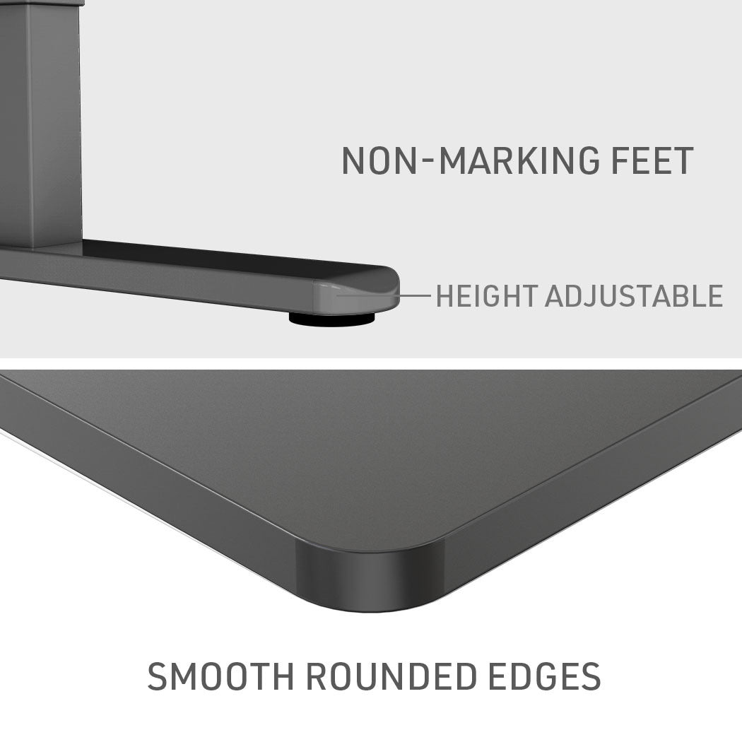 Fortia Sit To Stand Up Standing Desk, 140x60cm, 72-118cm Electric Height Adjustable, 70kg Rated Black/Black Frame - Cosy Abode
