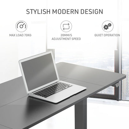 Fortia Sit To Stand Up Standing Desk, 140x60cm, 72-118cm Electric Height Adjustable, 70kg Rated Black/Black Frame - Cosy Abode