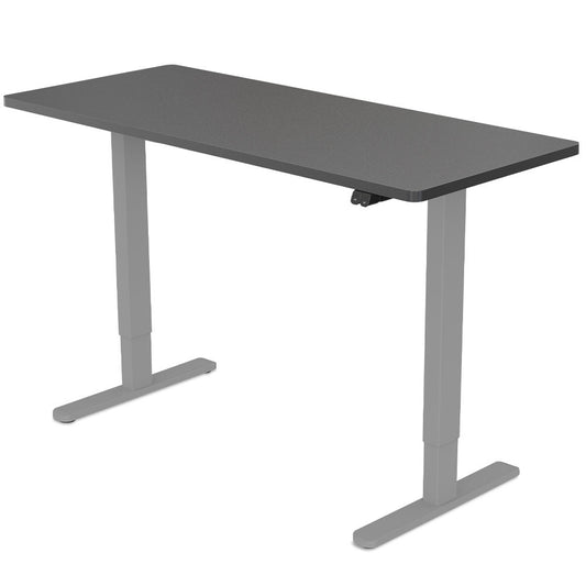 FORTIA Sit Stand Standing Desk, 120x60cm, 72-118cm Height Adjustable, 70kg Load, Black/Silver Frame - Cosy Abode