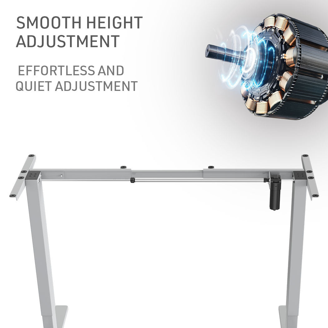 FORTIA Sit Stand Standing Desk, 120x60cm, 72-118cm Height Adjustable, 70kg Load, Black/Silver Frame - Cosy Abode