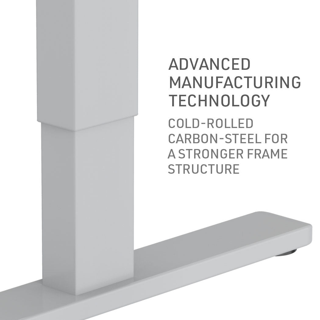 FORTIA Sit Stand Standing Desk, 120x60cm, 72-118cm Height Adjustable, 70kg Load, Black/Silver Frame - Cosy Abode