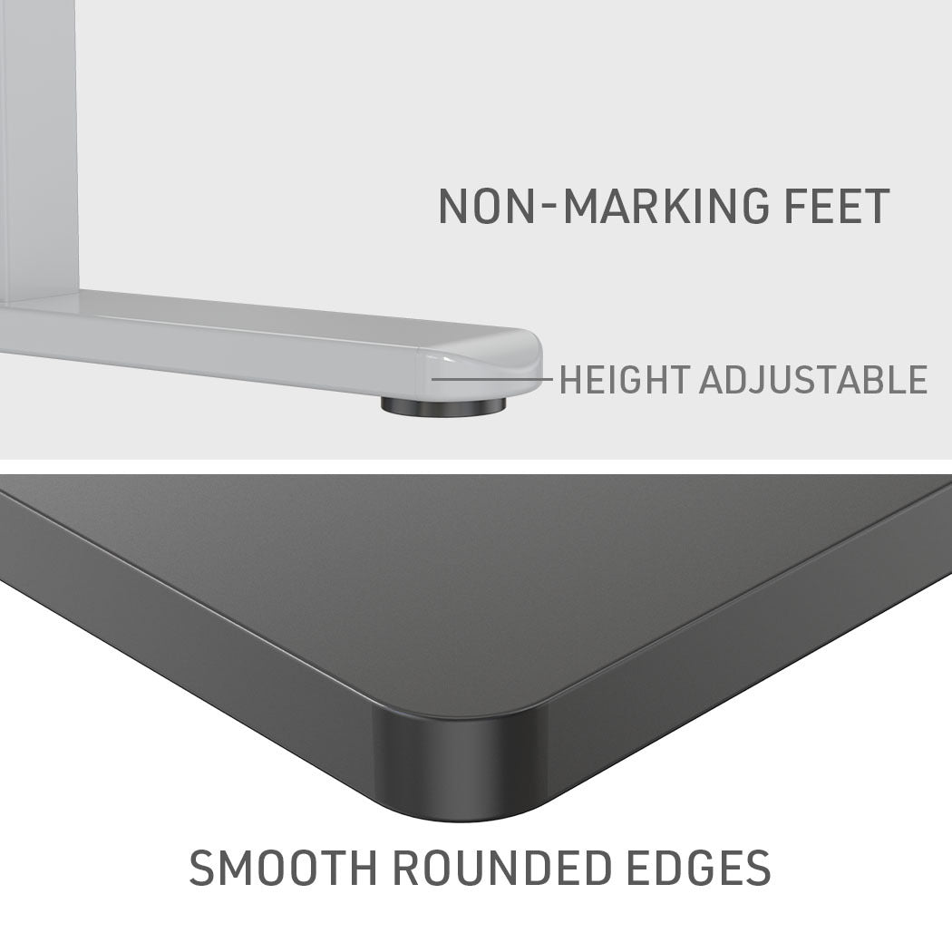 Fortia Sit To Stand Up Standing Desk, 140x60cm, 72-118cm Electric Height Adjustable, 70kg Load, Black/Silver Frame - Cosy Abode