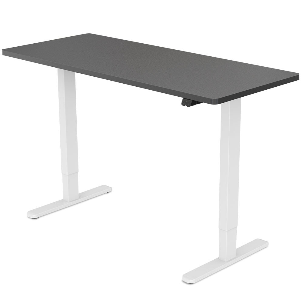 FORTIA Sit Stand Standing Desk, 120x60cm, 72-118cm Height Adjustable, 70kg Load, Black style/White Frame - Cosy Abode