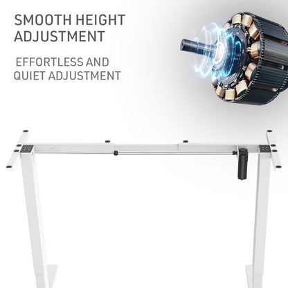 FORTIA Sit Stand Standing Desk, 120x60cm, 72-118cm Height Adjustable, 70kg Load, Black style/White Frame - Cosy Abode