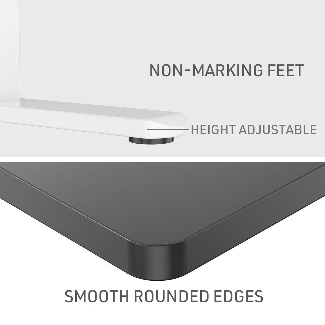 FORTIA Sit Stand Standing Desk, 120x60cm, 72-118cm Height Adjustable, 70kg Load, Black style/White Frame - Cosy Abode