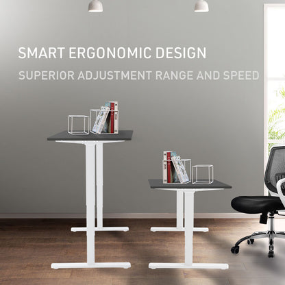Fortia Sit To Stand Up Standing Desk, 140x60cm, 72-118cm Electric Height Adjustable, 70kg Load, Black/White Frame - Cosy Abode