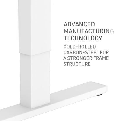 Fortia Sit To Stand Up Standing Desk, 140x60cm, 72-118cm Electric Height Adjustable, 70kg Load, Black/White Frame - Cosy Abode