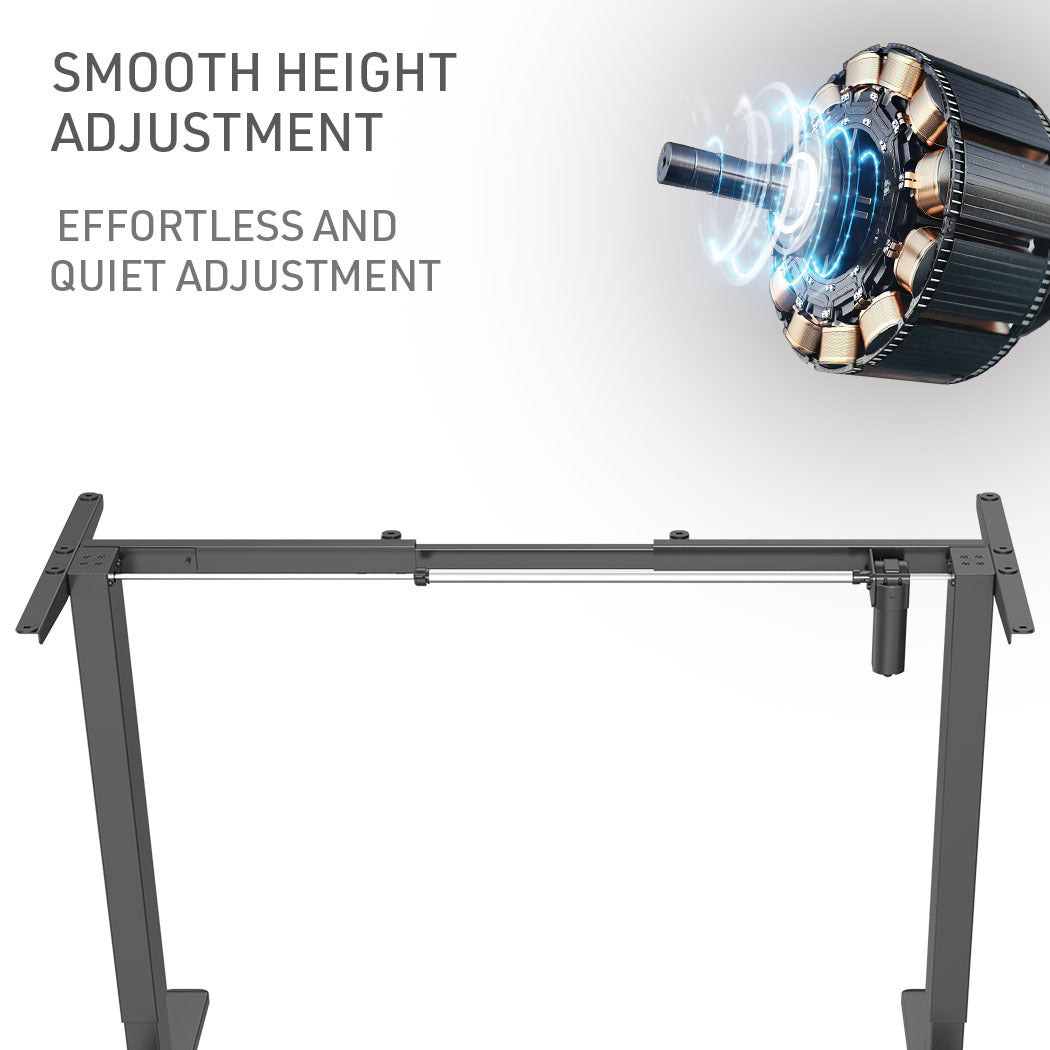 FORTIA Sit Stand Standing Desk, 120x60cm, 72-118cm Height Adjustable, 70kg Load, Oak style/Black Frame - Cosy Abode