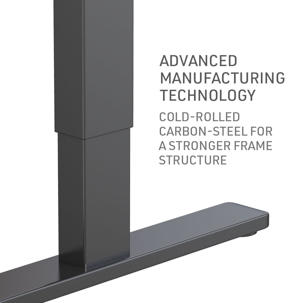 FORTIA Sit Stand Standing Desk, 120x60cm, 72-118cm Height Adjustable, 70kg Load, Oak style/Black Frame - Cosy Abode