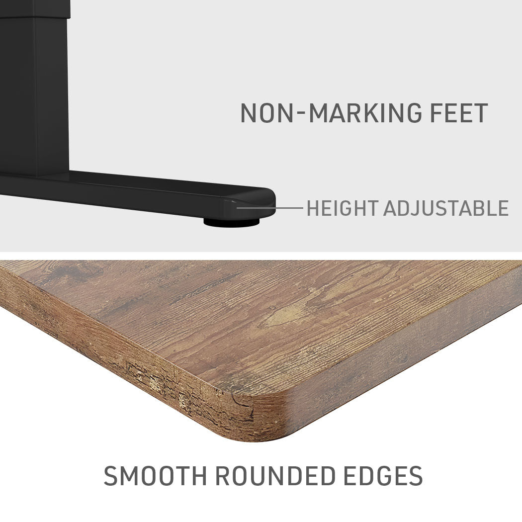 FORTIA Sit Stand Standing Desk, 120x60cm, 72-118cm Height Adjustable, 70kg Load, Oak style/Black Frame - Cosy Abode