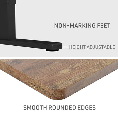 FORTIA Sit Stand Standing Desk, 120x60cm, 72-118cm Height Adjustable, 70kg Load, Oak style/Black Frame - Cosy Abode