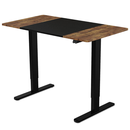 Fortia Sit To Stand Up Standing Desk, 120x60cm, 72-118cm Electric Height Adjustable, 70kg Rated, Walnut Style/Black Frame - Cosy Abode