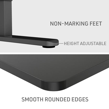 Fortia Sit To Stand Up Standing Desk, 140x60cm, 72-118cm Electric Height Adjustable, 70kg Rated, Oak Style/Black Frame - Cosy Abode