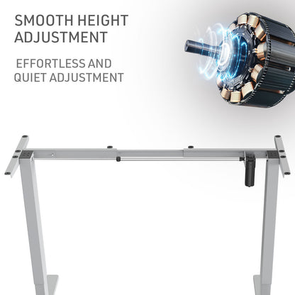 Fortia Sit To Stand Up Standing Desk, 120x60cm, 72-118cm Electric Height Adjustable, 70kg Load, Oak Style/Silver Frame - Cosy Abode
